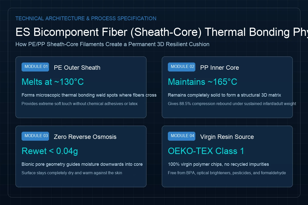 ES Bicomponent fiber sheath-core thermal bonding physics
