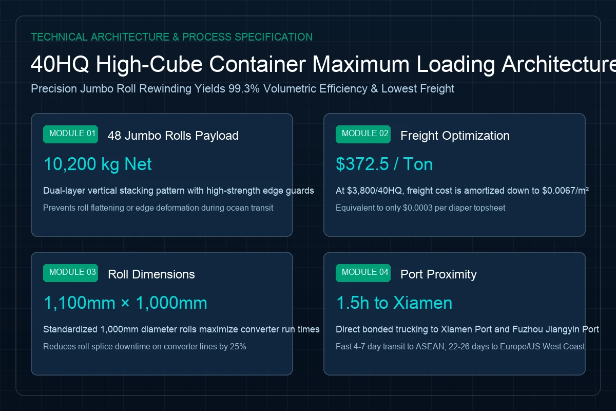 40HQ container roll loading architecture diagram